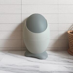 Biesse Vintage Gray Bathroom Waste Bin 1980s Postmodern Swing Lid Italy 2L VG